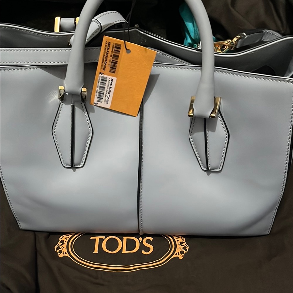 Tod's Light Blue Leather Handbag